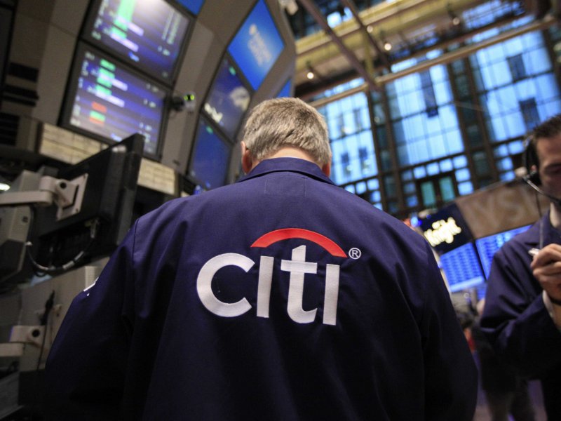 &copy; Thomson Reuters, Citigroup logo is pictured from the floor of the New York Stock Exchange