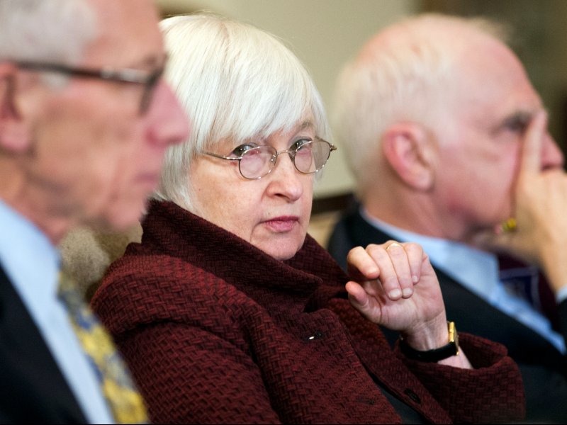 &copy; Cliff Owen/AP, Federal Reserve Board Chair Janet Yellen, center, sits between board Vice Chair Stanley Fischer, left, and member Daniel Tarullo during an open meeting in Washington, Thursday, Dec. 15, 2016.