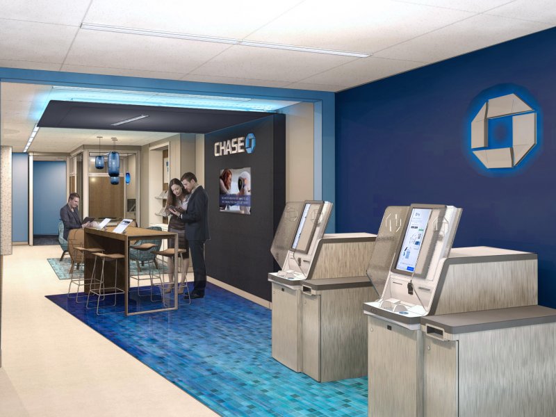 &copy; JPMorgan Chase, A mock-up design of an Everyday Express branch. The first six are set to launch February 12.