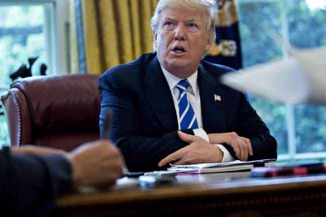 © Bloomberg. U.S. President Donald Trump speaks during an interview in the Oval Office of the White House in Washington, D.C., U.S., on Monday, May 1, 2017. Trumpsaid he would meet with North Korean leaderKim Jong Unamid heightened tensions over his country's nuclear weapons program if the circumstances were right. 