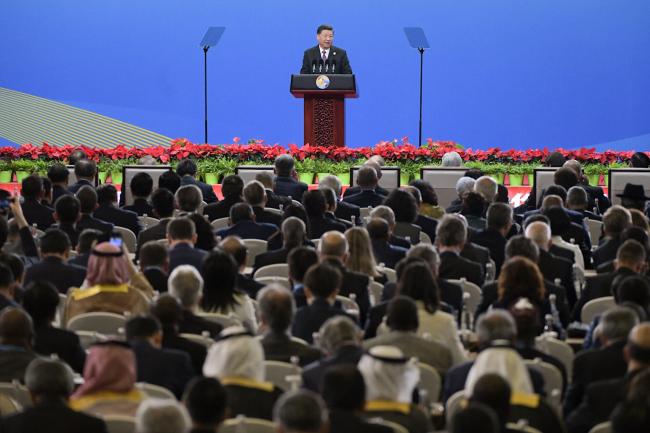 &copy Bloomberg. Chinese President Xi Jinping speaks during the opening ceremony of the Belt and Road Forum in Beijing in April 26, 2019. 