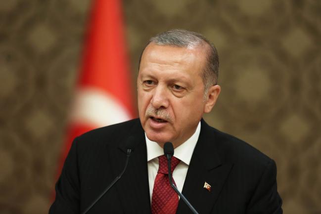 © Bloomberg. Recep Tayyip Erdogan, Turkey's president, announces members of his cabinet during a news conference at the Presidential palace in Ankara, Turkey. 