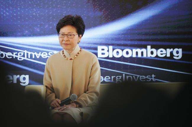 © Bloomberg. Carrie Lam on March 21. Photographer: Anthony Kwan/Bloomberg