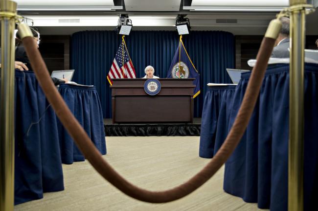 © Bloomberg. Janet Yellen, chair of the U.S. Federal Reserve, speaks during a news conference following a Federal Open Market Committee (FOMC) meeting in Washington, D.C., U.S., on Wednesday, Sept. 20, 2017. Federal Reserve officials set an October start for shrinking their $4.5 trillion stockpile of assets, moving to unwind a pillar of their crisis-era support for the economy. They continued to forecast one more interest-rate hike later this year.
