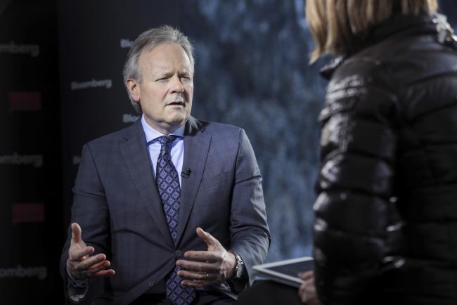 © Bloomberg. Stephen Poloz, governor of the Bank of Canada, gestures as he speaks during a Bloomberg Television interview on day two of the World Economic Forum (WEF) in Davos, Switzerland, on Wednesday, Jan. 23, 2019.