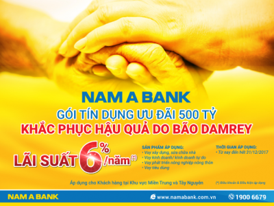 NamABank dành 500 tỷ đồng cho vay ưu đãi khắc phục hậu quả bão Damrey