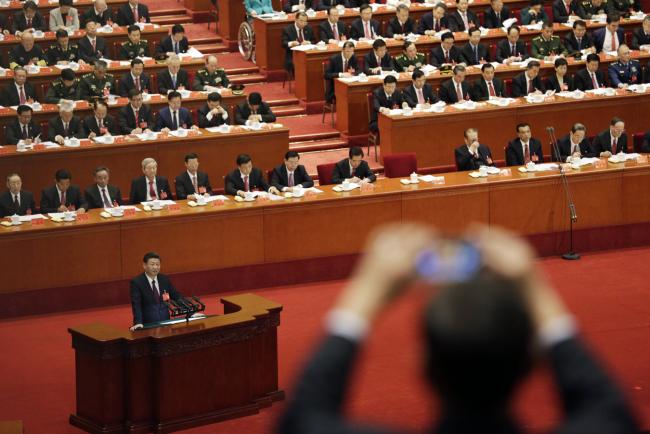 © Bloomberg. Xi Jinping speaks during the opening of the 19th National Congress of the Communist Party of China on Oct. 18.