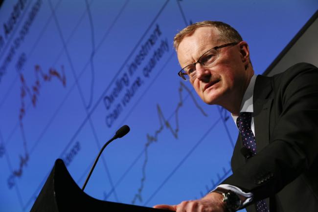 © Bloomberg. Philip Lowe, governor of the Reserve Bank of Australia (RBA), speaks during an event organized by the American Chamber of Commerce in Perth, Australia, on Thursday, Sept. 21, 2017. 