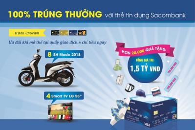 Cơ hội trúng thưởng 100% dành cho chủ thẻ tín dụng Sacombank