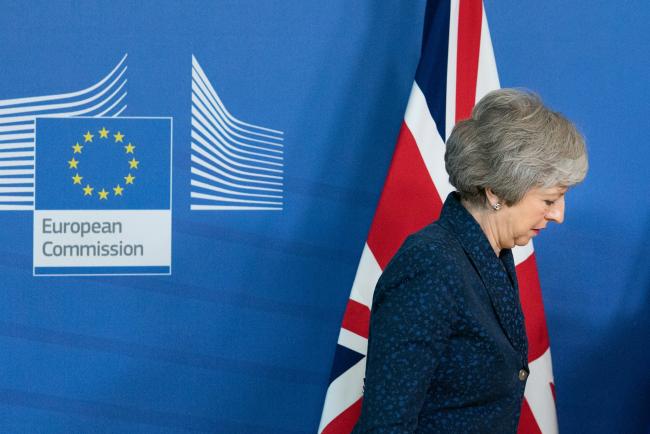 © Bloomberg. Theresa May, U.K. prime minister, arrives ahead of talks in Brussels, Belgium. Photographer: Jasper Juinen/Bloomberg