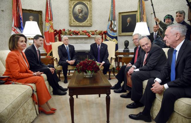 © Bloomberg. Trump meets with congressional leaders at the White House on Dec. 7.