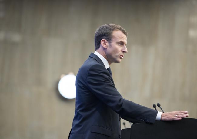 © Bloomberg. Emmanuel Macron, France's president, speaks during a news conference at a European Union (EU) and Balkan leaders summit in Sofia, Bulgaria, on Thursday, May 17, 2018.