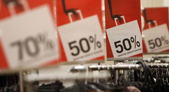 © Bloomberg. NEW YORK - DECEMBER 26: Sale items are seen in an H & M store December 26, 2007 in New York City. Deep discounts were being offered nationwide by retailers on the day after Christmas during a holiday season that has been slower than expected. (Photo by Mario Tama/Getty Images)