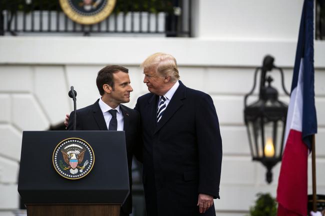 &copy Bloomberg. Macron and Trump at the White House on April 24, 2018. Photographer: Al Drago/Bloomberg 