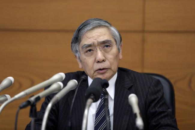 © Bloomberg. Haruhiko Kuroda, governor of the Bank of Japan (BOJ), speaks during a news conference at the central bank's headquarters in Tokyo, Japan, on Tuesday, Jan. 23, 2018. Kurodasaid the central bank wasnt in a position to consider exiting its current policy after the board voted 8-1to keep interest rates and asset purchases at current levels.