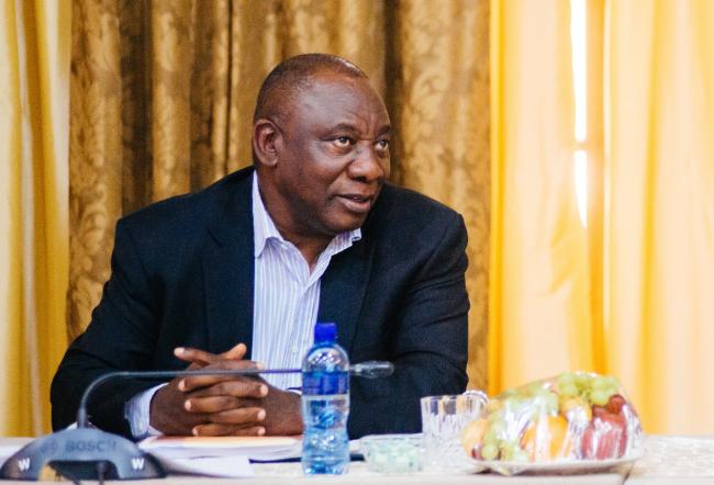 © Bloomberg. Cyril Ramaphosa, South Africa's deputy president, speaks during a news conference at the Sefako Makgatho Presidential Guesthouse in Pretoria, South Africa, on Tuesday, Aug. 16, 2016.