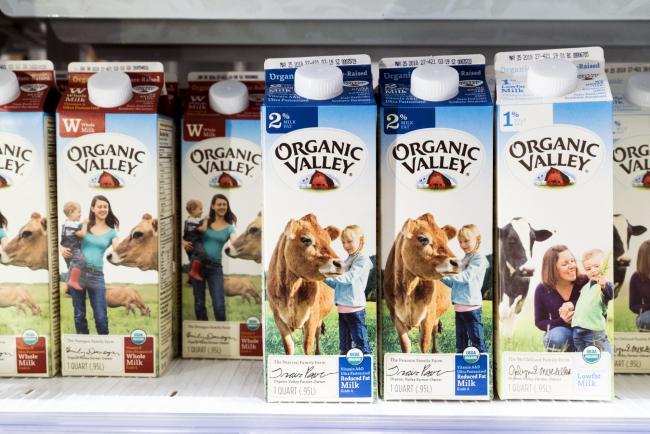 © Bloomberg. Quarts of Dean foods Co. Organic Valley brand milk Photographer: Gaia Squarci/Bloomberg