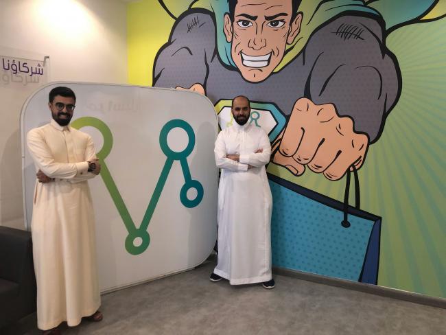 © Bloomberg. Naif AlSamri, left, and Ayman Alsanad, co-founders of delivery app Mrsool, pose in this photo taken at their office in Riyadh, Saudi Arabia, on March 14, 2019. Photographer: Vivan Nereim/Bloomberg