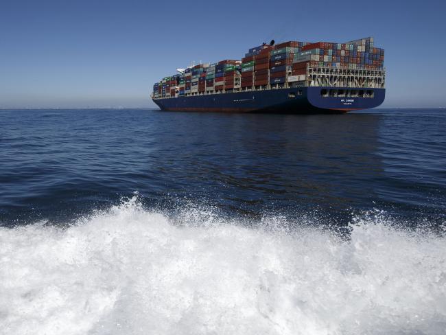 © Bloomberg. The APL Danube container ship approaches the Port of Los Angeles in Los Angeles, California, U.S., on Wednesday, March 28, 2018. Long-only exchange-traded funds (ETFs) linked to broad baskets of energy, metals and agricultural products attracted $2.66 billion this quarter, Bloomberg Intelligence estimates show. While that's the largest quarterly inflow in data going back to 2005, the stream of money slowed in March as the U.S.-China trade row clouded the outlook for economic growth. 
