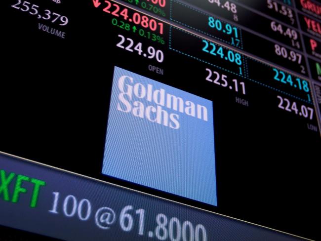 © Bloomberg. Goldman Sachs Group Inc. signage is displayed on a monitor on the floor of the New York Stock Exchange (NYSE) in New York, U.S., on Monday, May 1, 2017. U.S. stocks resumed pursuit of a record, while haven demand ebbed as optimism from earnings reports and a deal by Congress to avert a government shutdown offset fresh signs the world's largest economy had a sluggish start to the year. 