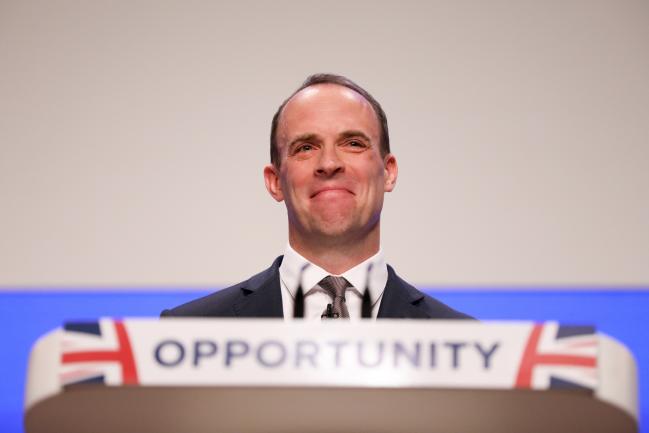 © Bloomberg. Dominic Raab on Monday, Oct. 1, 2018. Photographer: Chris Ratcliffe/Bloomberg