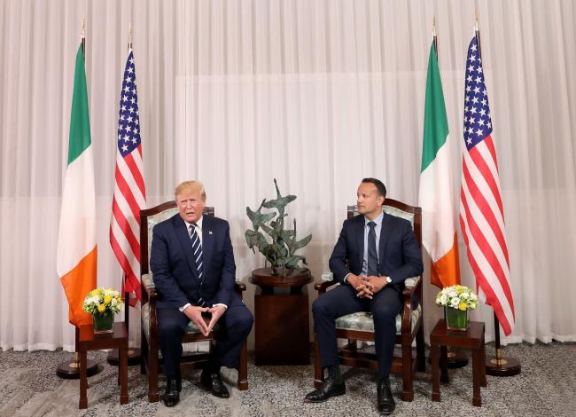 © Bloomberg. Donald Trump and Leo Varadkar at Shannon airport on June 5. Photographer: Getty Images