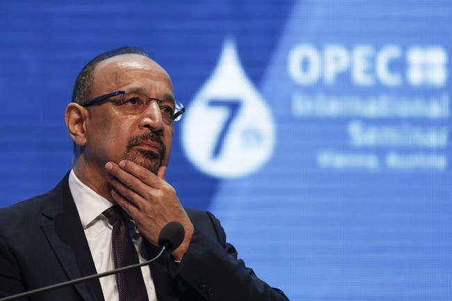 © Bloomberg. Khalid al-Falih, Saudi Arabia's energy minister, pauses during day two of the 7th Organization Of Petroleum Exporting Countries (OPEC) international seminar in Vienna, Austria, on Thursday, June 21, 2018. The odds of OPEC reaching an oil-production deal increased as Iran edged away from a threat to veto any agreement that would raise output and Saudi Arabia put forward a plan that would add about 600,000 barrels a day to the global market. Photographer: Stefan Wermuth/Bloomberg