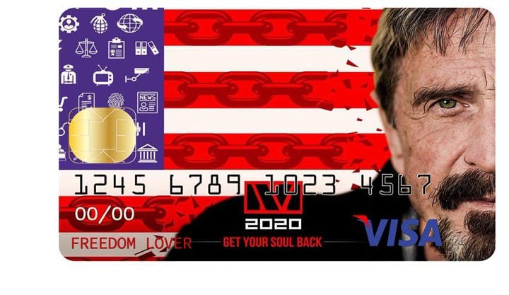 John McAfee lança cartão de débito Visa para Bitcoin