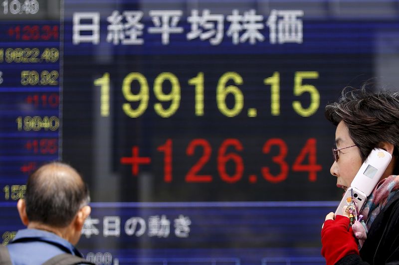 © Reuters. Japan stocks higher at close of trade; Nikkei 225 up 0.02%