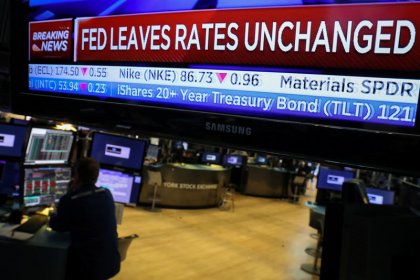 Financials weigh down Wall Street as Fed stays dovish