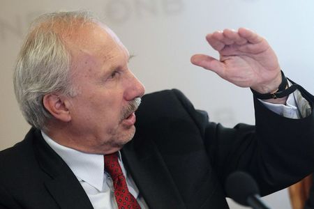 © Reuters. ECB Governing Council member Nowotny addresses a news conference in Vienna