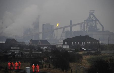 © Reuters. File photograph shows the Corus steelworks at Redcar, northern England