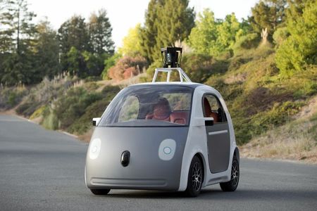 © Reuters. Handout photo of Google self-driving car prototype
