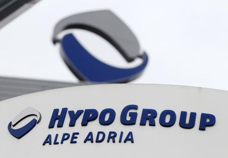 © Reuters. The logo of nationalised lender Hypo Alpe Adria is pictured at the bank's headquarters in Klagenfurt