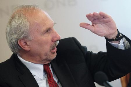 © Reuters. ECB Governing Council member Nowotny addresses a news conference in Vienna