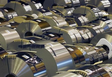 © Reuters. Coils of steel are seen at the ArcelorMittal Factory in Florange