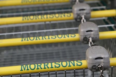 © Reuters. Shopping trolleys are seen at a Morrisons supermarket in London