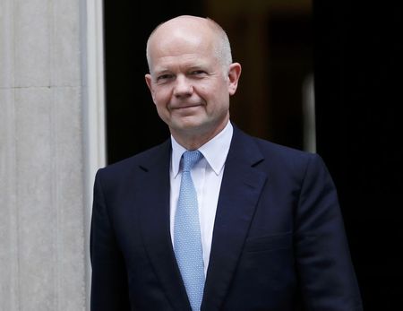 © Reuters. Britain's outgoing Foreign Secretary William Hague leaves 10 Downing Street in central London