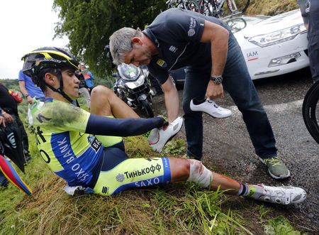 © Reuters. Contador espera estar recuperado para la Vuelta a España