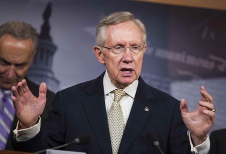 © Reuters. Senate Majority Leader Reid speaks at a press conference about a bill to restore the contraceptive coverage requirement guaranteed by the Affordable Care Act on Capitol Hill in Washington