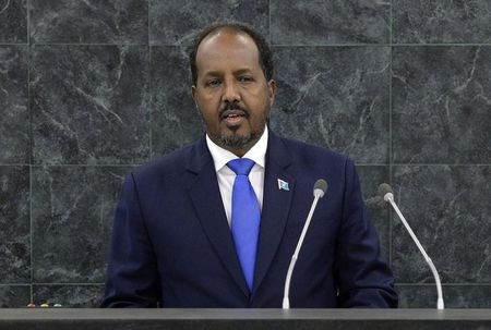© Reuters. Hassan Sheikh Mohamud, President of Somalia, addresses the 68th United Nations General Assembly at U.N. headquarters in New York