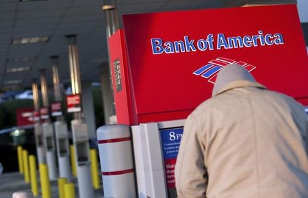 © Reuters. BANK OF AMERICA LIVRE UN BÉNÉFICE TRIMESTRIEL EN RECUL DE 43% 