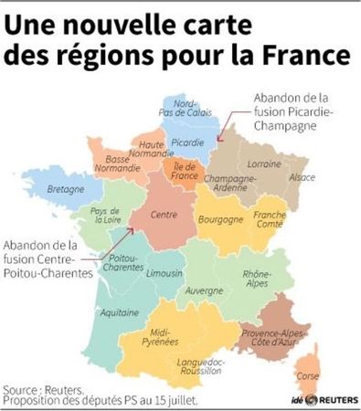 © Reuters. UNE NOUVELLE CARTE DES RÉGIONS POUR LA FRANCE