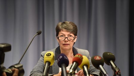 © Reuters. Prosecutor Marianne Ny talks to the media after a public court hearing in Stockholm