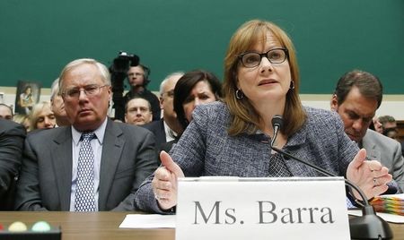 © Reuters. Michael Millikin GM's general counsel since 2009 and a key counselor to Chief Executive Mary Barra looks on as Barra testifies on Capitol Hill in Washington