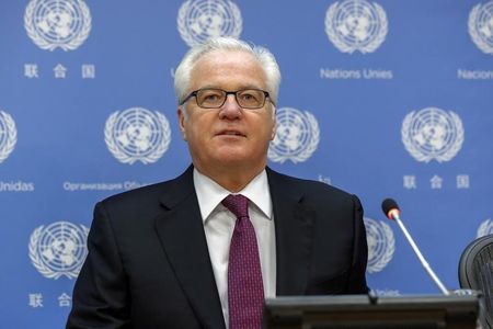 © Reuters. Embaixador russo na ONU Vitaly Churkin durante entrevista coletiva em Nova York