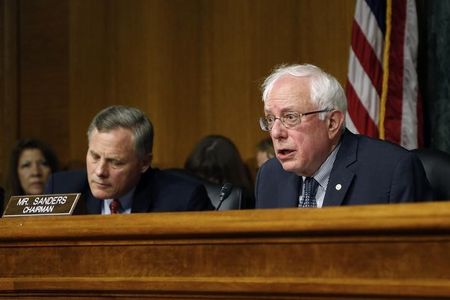© Reuters. Sanders and Burr address Shinseki as he testifies before a Senate Veterans Affairs Committee hearing on VA health care, on Capitol Hill in Washington