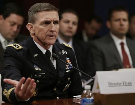 © Reuters. US Army Lt General Flynn testifies before House Intelligence Committee in Washington