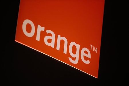 © Reuters. The logo of French telecom operator Orange is seen during the company's 2013 annual results presentation in Paris