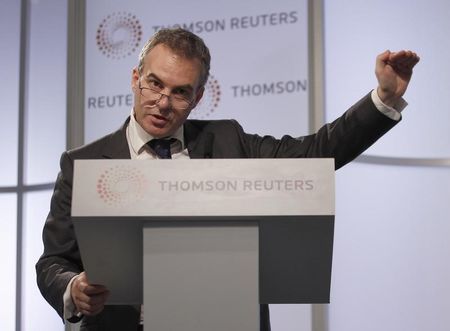 © Reuters. Bank of England policymaker Ben Broadbent speaks at Thomson Reuters in London